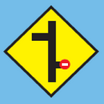 错位路口禁止右转(马来语:Persimpangan Di Hadapan, Tidak Boleh Masuk Ke Kanan,英语:Staggered Junction No Right Turn)